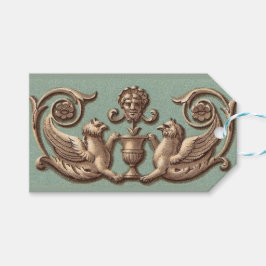 oud Grieks masker tussen twee fenixen Cadeaulabel