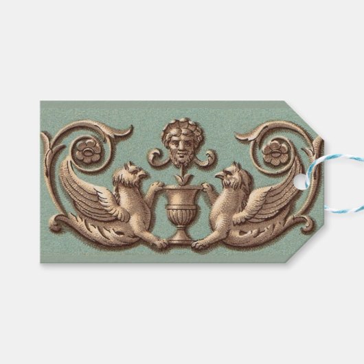 oud Grieks masker tussen twee fenixen Cadeaulabel (Voorkant (Horizontaal))