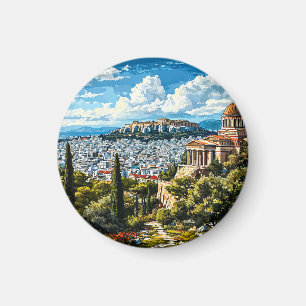 Oud Grieks monument in historisch Athene Magneet