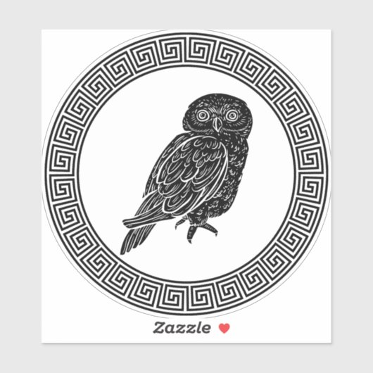 Oud Grieks Ontwerp Athena's Uil Sticker (Vel)