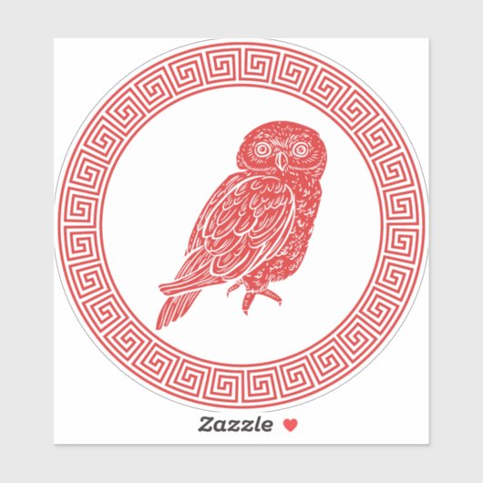 Oud Grieks Ontwerp Athena's Uil Sticker (Vel)