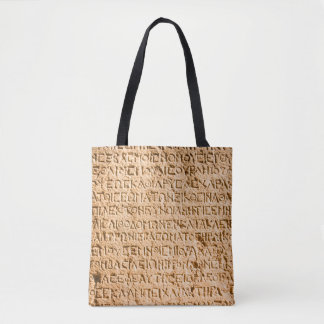 oud Grieks schrijven gegrift op steen Tote Bag