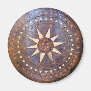 oud grieks symbool van hout etnisch zonnetodig mot magneet