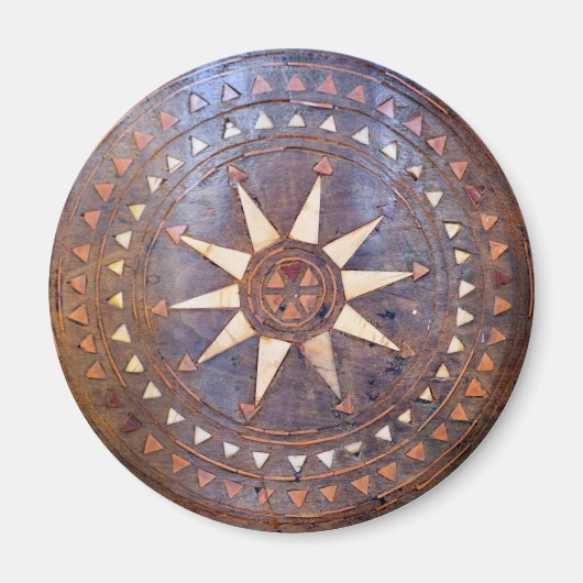 oud grieks symbool van hout etnisch zonnetodig mot magneet (Voorkant)