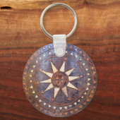 oud grieks symbool van hout etnisch zonnetodig mot sleutelhanger (Voorkant)