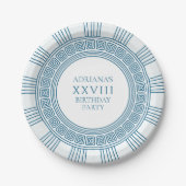Oud-Grieks thema verjaardagsfeest in blauw Papieren Bordje (Voorkant)