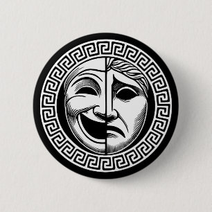 Oud-Griekse drama theatermaskers Ronde Button 5,7 Cm