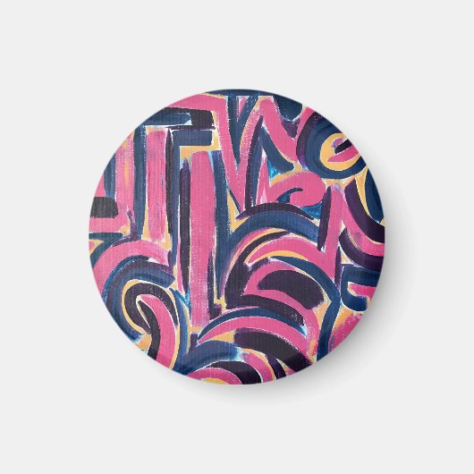 Oud-Griekse Graffiti-Handgeschilderde Abstracte Ku Magneet (Voorkant)