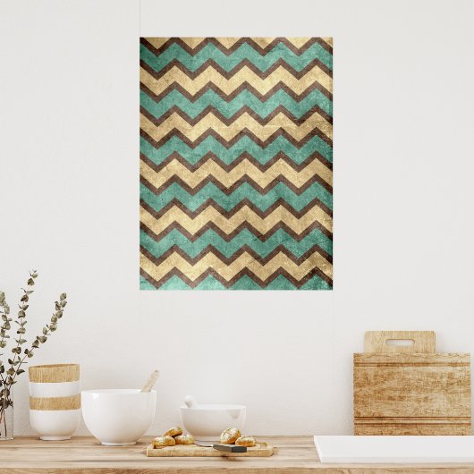 oud grijs papier, effect chevron zigzag poster (Keuken)