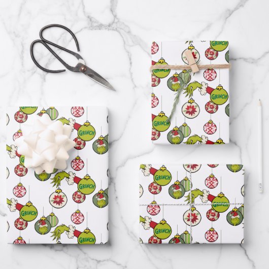 Oud Grinch Ornament Patroon Inpakpapier Vel (Voorkant)