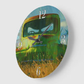 Oud groen Boerderij Vrachtwagen en veld Grote Klok (Hoek)