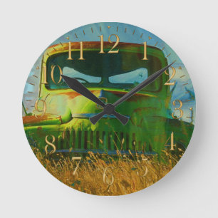 Oud groen Boerderij Vrachtwagen en veld Ronde Klok