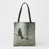 Oud groen damast en kraai tote bag (Voorkant)