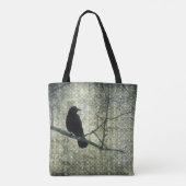 Oud groen damast en kraai tote bag (Achterkant)
