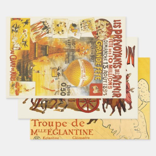 Oud Groot Feest Kermis Parijs Poster Inpakpapier Vel (Set)
