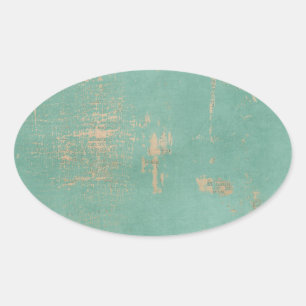 Oud Grunge Blauwgroen Paint  Krant Ovale Sticker