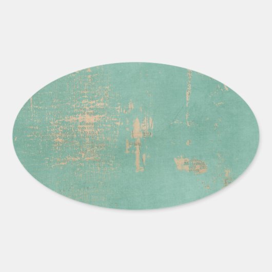Oud Grunge Blauwgroen Paint  Krant Ovale Sticker (Voorkant)