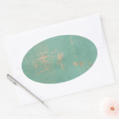 Oud Grunge Blauwgroen Paint  Krant Ovale Sticker (Envelop)