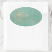 Oud Grunge Blauwgroen Paint  Krant Ovale Sticker (Tas)