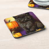 Oud Halloween Kitten Bier Onderzetter (Linkerzijde)