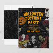 Oud Halloween Kostuumfeest, Bewerkbare Halloween Briefkaart (Voorkant / Achterkant)