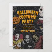 Oud Halloween Kostuumfeest, Bewerkbare Halloween Kaart (Voorkant)