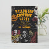 Oud Halloween Kostuumfeest, Bewerkbare Halloween Kaart (Staand voorkant)