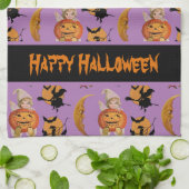 Oud Halloweenpatroon decoratieve keuken Theedoek (Gevouwen)