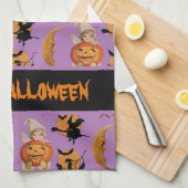 Oud Halloweenpatroon decoratieve keuken Theedoek (Quarter Fold)