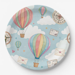 Oud Heet Luchtballon Patroon (2) Papieren Bordje