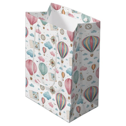 Oud hete luchtballonpatroon (1) medium cadeauzakje (Voorkant Gekanteld)