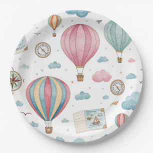 Oud hete luchtballonpatroon (1) papieren bordje