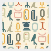 Oud hiëroglifisch premium stickerpatroon vierkante sticker (Voorkant)