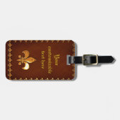 oud Hoesje van leder met gouden vloour-de-lys - Bagagelabel (Voorkant horizontaal)