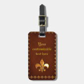 oud Hoesje van leder met gouden vloour-de-lys - Bagagelabel (Voorkant verticaal)