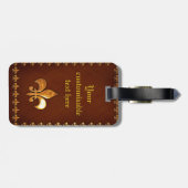 oud Hoesje van leder met gouden vloour-de-lys - Bagagelabel (Achterkant horizontaal)