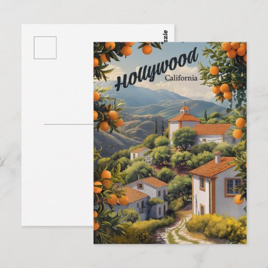 Oud Hollywood Californië: Oranje bosjes wachten Briefkaart (Voorkant / Achterkant)