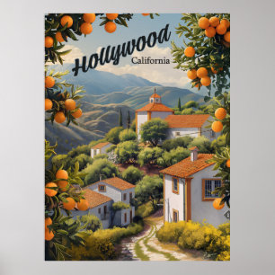 Oud Hollywood Californië: Oranje bosjes wachten Poster