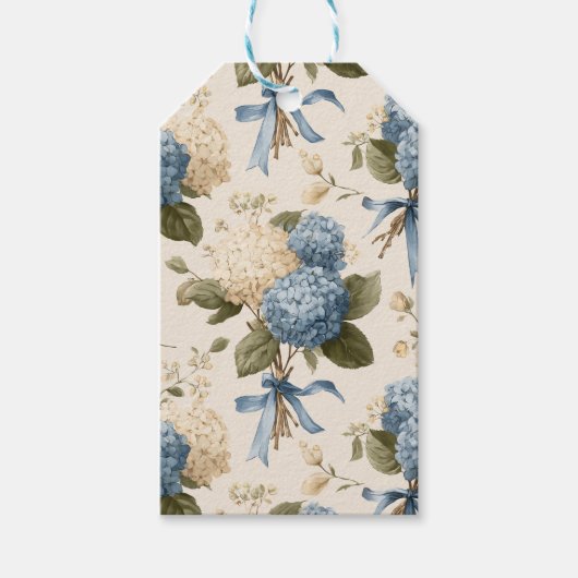 Oud Hortensia Boeket Patroon Cadeaulabel (Voorkant)