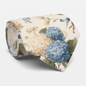 Oud Hortensia Boeket Patroon Stropdas (Opgerold)