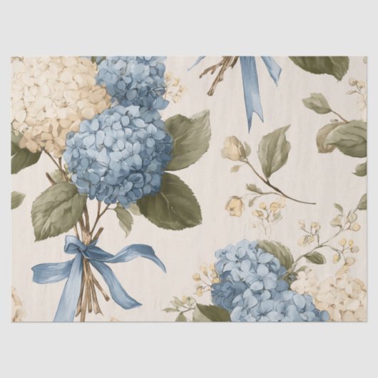 Oud Hortensia Boeket Patroon Tissuepapier (Voorkant)