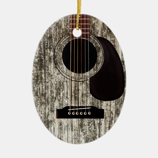 Oud hout Akoestische gitaar Keramisch Ornament (Voorkant)