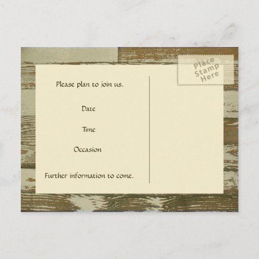 Oud hout Bewaar de datum Aankondigingskaart (Achterkant)