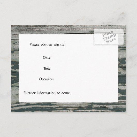  oud hout Bewaar de datum Aankondigingskaart (Achterkant)