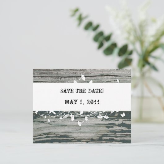  oud hout Bewaar de datum Aankondigingskaart (Staand voorkant)