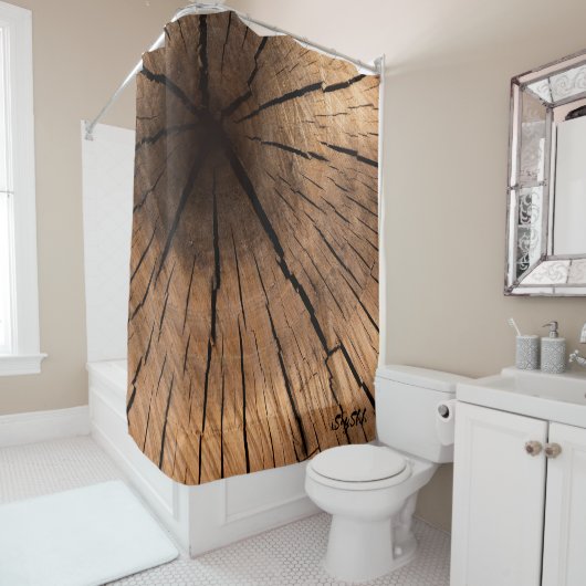 Oud hout douchegordijn (In situ)