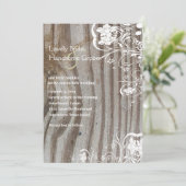Oud hout en Shabby Lace bruiloft uitnodiging (Staand voorkant)