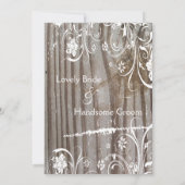 Oud hout en Shabby Lace bruiloft uitnodiging (Achterkant)