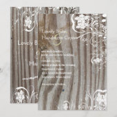 Oud hout en Shabby Lace bruiloft uitnodiging (Voorkant / Achterkant)