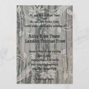 Oud hout - Floral Ghost Wedding Invitations Kaart